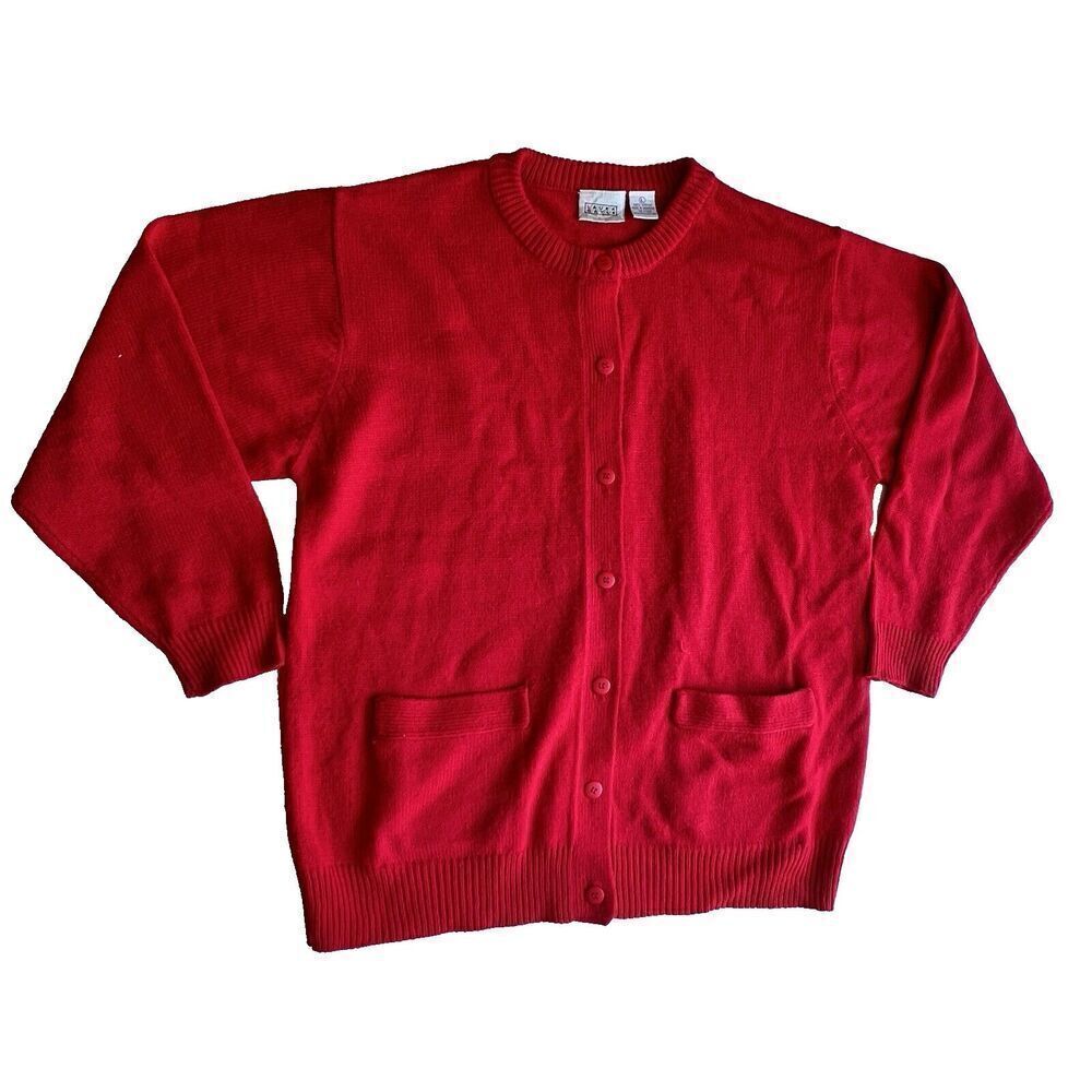 Laura Gayle sweater cardigan womens cozy red button long sleeve size L.